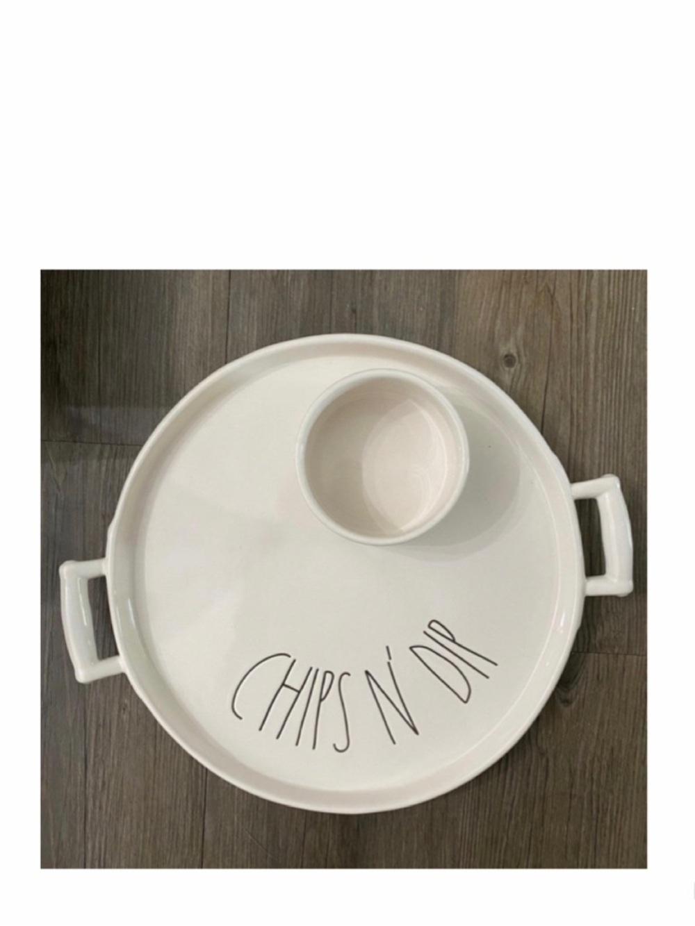 NEW Rae Dunn Chip & Dip Tray Serveware Platter Ceramic White Home Decor